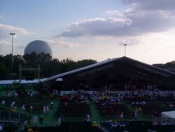 The main stage, stands, and Spaceship Earth at the 1999 championship [14]