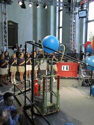 Team 120 scores on the three point rail [2]