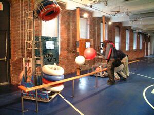 Team 111's 1997 robot (wearing 81) and 146's Hexcalibur from 1996 in the Walk of Fame [2]