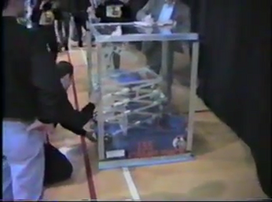 Team -49's robot in the sizing box at the 1997 Motorola Midwest Regional [6]