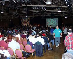 The crowd and presentation stage [12]